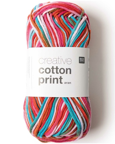 Creative Cotton Print Aran, Red-Blue Mix