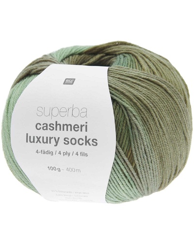Superba Cashmeri Luxury Socks 4-fädig oliv dégradé10x100gr